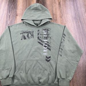 Arctic Cat Hoodie Mens L Green Sweatshirt Off Road ATV Snowmobile Racing Sweater